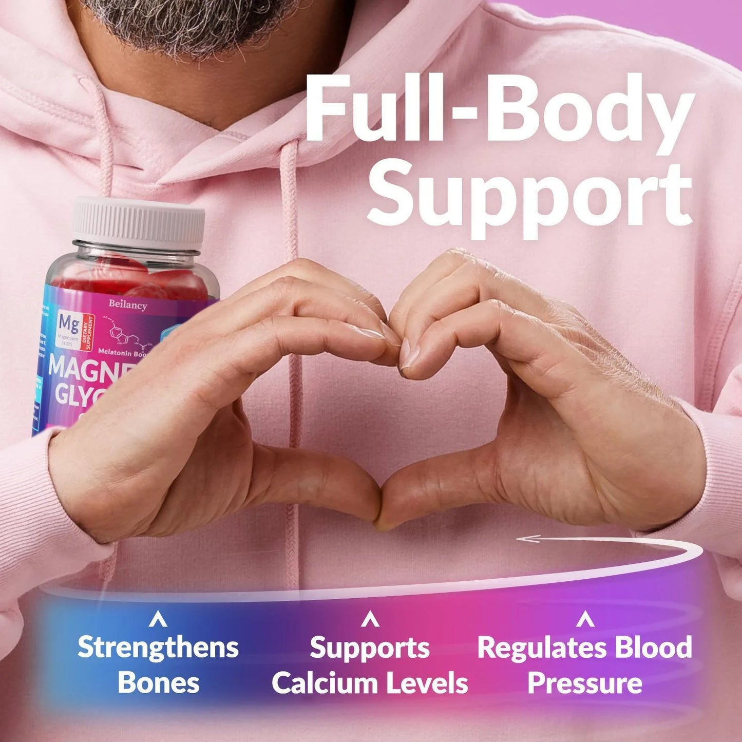Magnesium Glycinate Gummies 400Mg for Sleep Body Support and Relaxation 60 Days